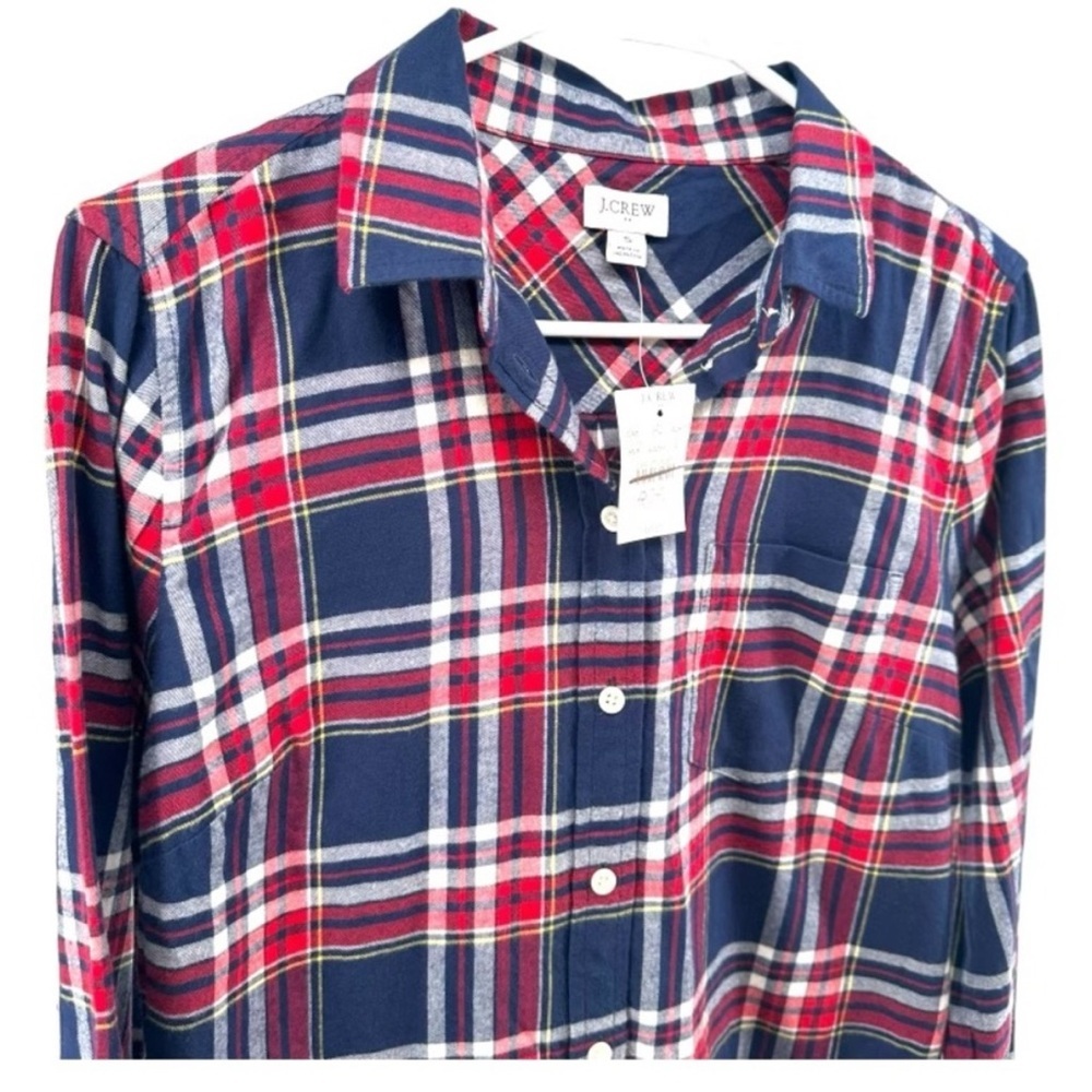 J.Crew | Women's Red & Blue Plaid‎ Flannel Shirt BC857 Size XL - Picture 6 of 12